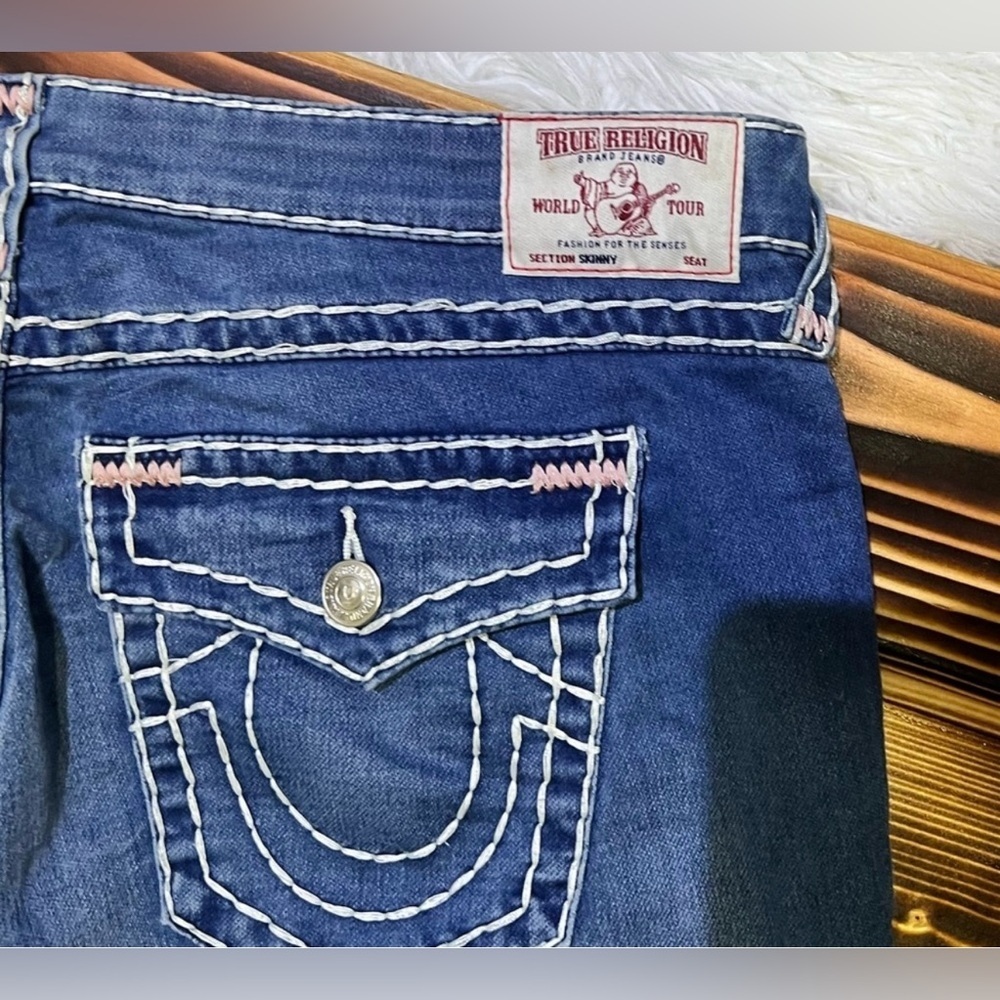 TRUE RELIGION CURVY SKINNY FLAP NAT BT JEAN WOMEN'S - Picture 12 of 16